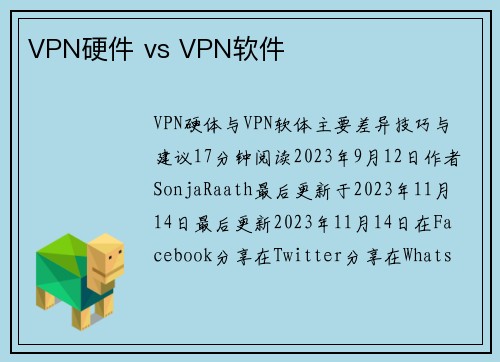 VPN硬件 vs VPN软件 