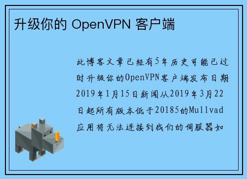 升级你的 OpenVPN 客户端 