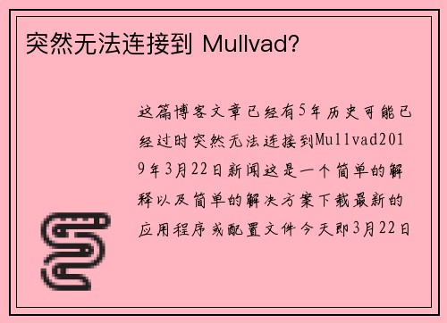 突然无法连接到 Mullvad？ 